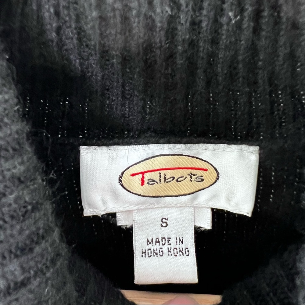 Vintage Talbots Black Knit Short Sleeve Turtleneck Sweater | Small - Picture 3 of 4
